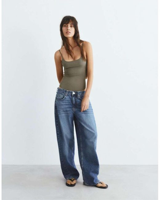 Pull&Bear Blue Polyamide Bodysuit With Thin Straps