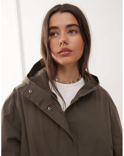 Weekday Oversized Parkajas Met Uitneembare Voering En Capuchon Van Imitatiebont in het Blue