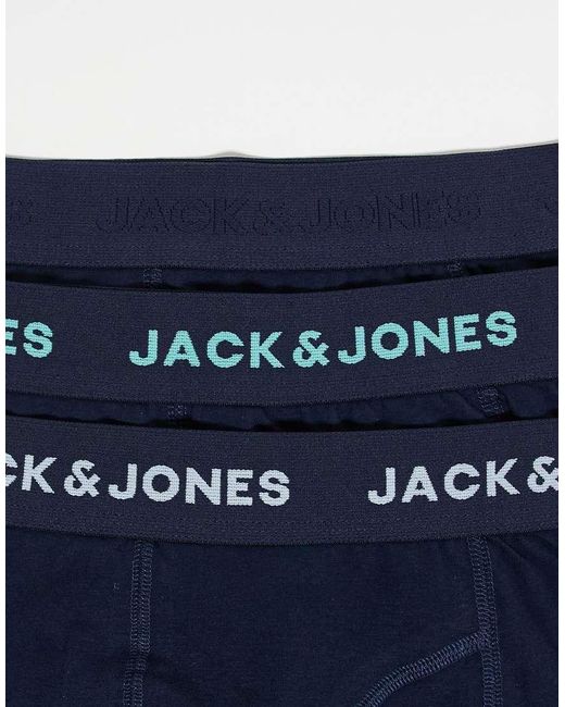 Jack & Jones Blue 3 Pack Of Boxers With Contrast Waistband for men