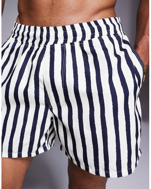 ASOS – halblange badeshorts in Blue für Herren