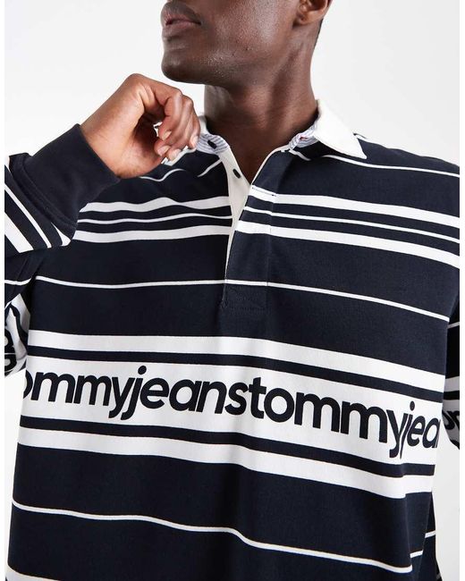 Tommy Hilfiger Blue Branded Relaxed Fit Rugby Shirt for men
