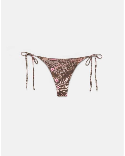 Pull&Bear Brown Printed Bikini Bottoms