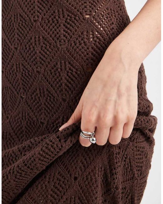 ONLY Brown Crochet Midi Dress