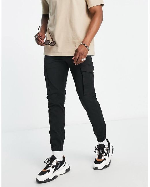Jack & Jones Black Intelligence Cuffed Cargo Trouser for men
