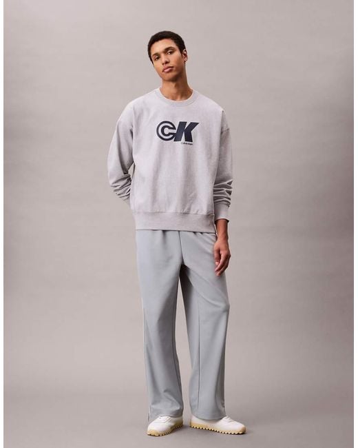 Calvin Klein Gray Relaxed Graphic Logo Sweatshirt for men