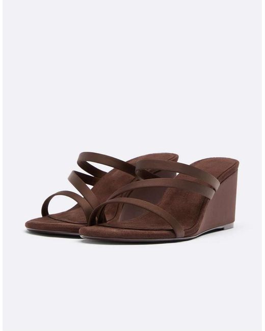 Stradivarius Brown Wedge Platform Heeled Sandals