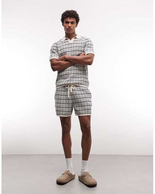 ASOS White Knitted Stripe Shorts Co-ord for men
