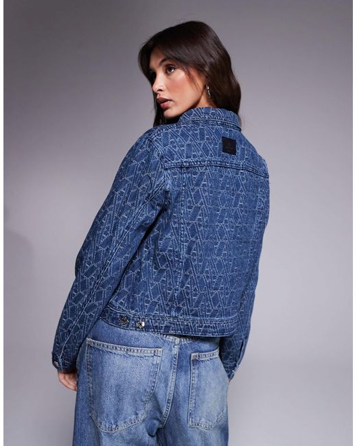 Veste en jean à monogramme - moyen ARMANI EXCHANGE en coloris Blue