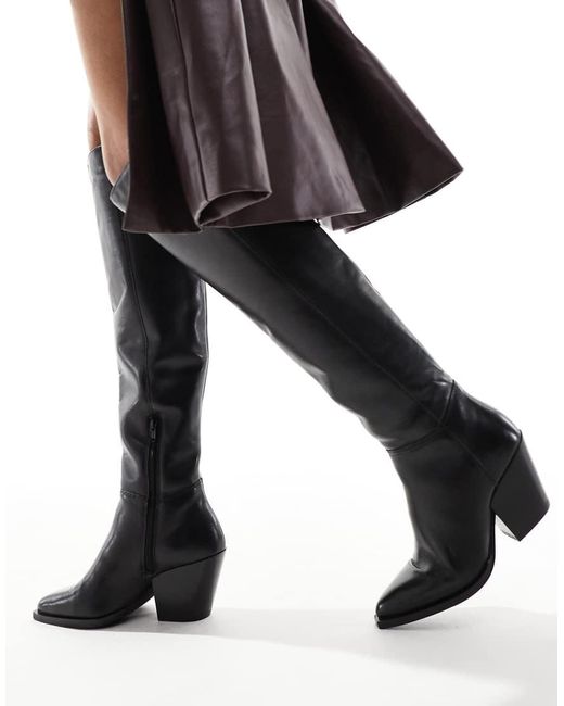 OFF THE HOOK White 'Scores' Leather Knee High Heeled Boots