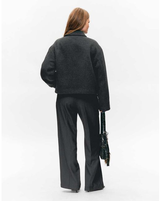 Monki Gray Short Collared Jacket With Wool