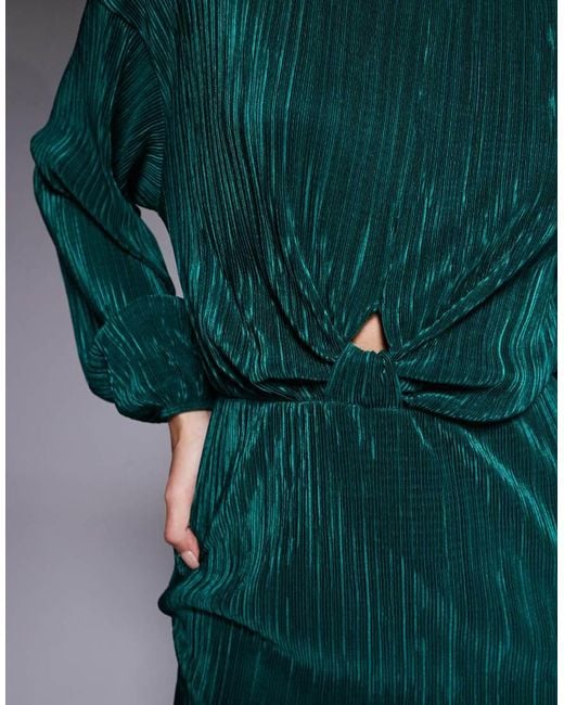 ASOS Plissé Mini Jurk Met Gedraaide Voorkant in het Green