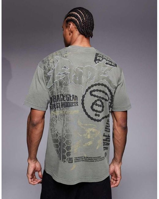 Aape By A Bathing Ape Gray Aape By A Bathing Ape Oversized T-shirt for men