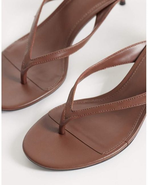 Mango White Faux Leather Heeled Flip Flop