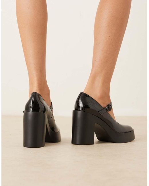 ASOS Natural Peso Platform Mary Jane High Heel Shoes