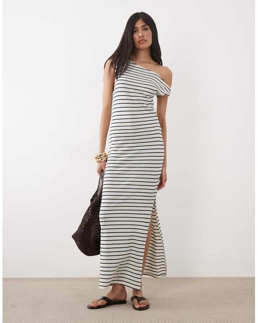 ASOS White Fallen Shoulder Maxi Dress