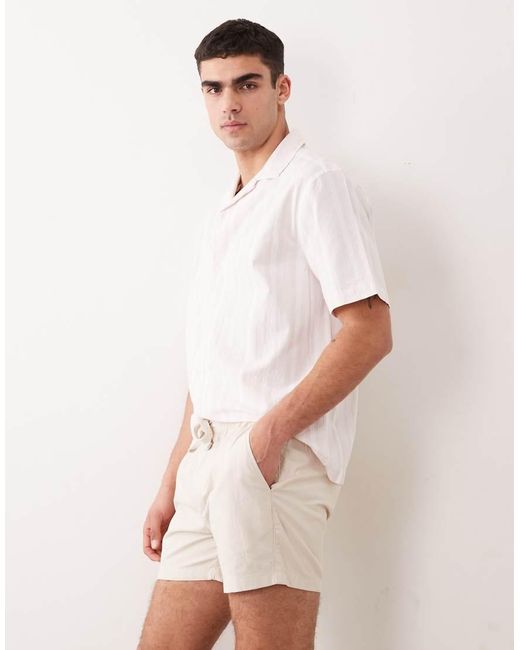 ASOS White 2 Pack Slim Linen Blend Shorts for men