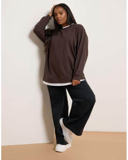 Yours Clothing Brown 2-In-1 Jumper