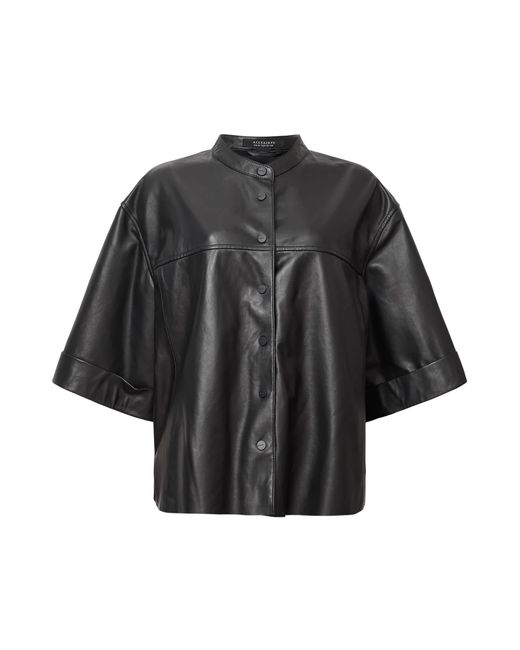 AllSaints Black – jenna – hemdbluse aus leder
