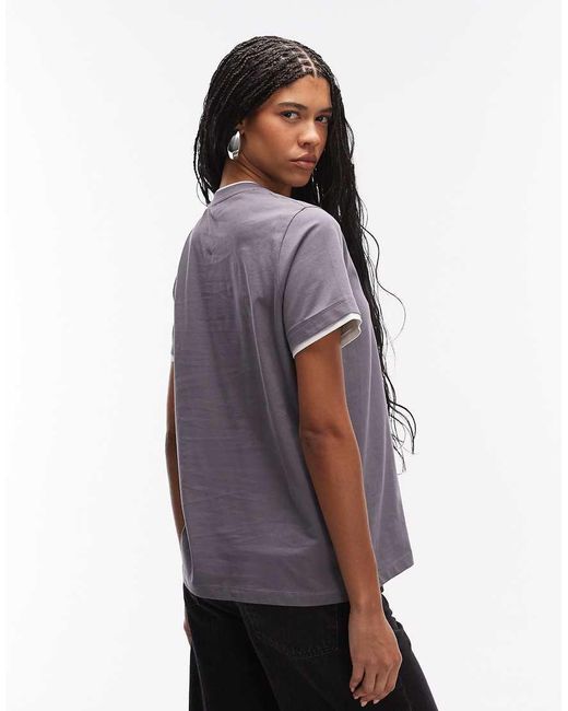 ASOS Purple Short Sleeve Double Layer Oversized Top