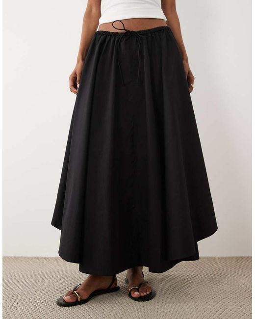 ARKET Black Dipped Hem Midi Skirt