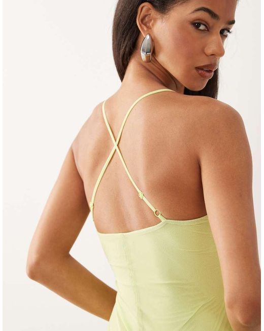 ASOS Green Draped Sweetheart Mesh Maxi Dress