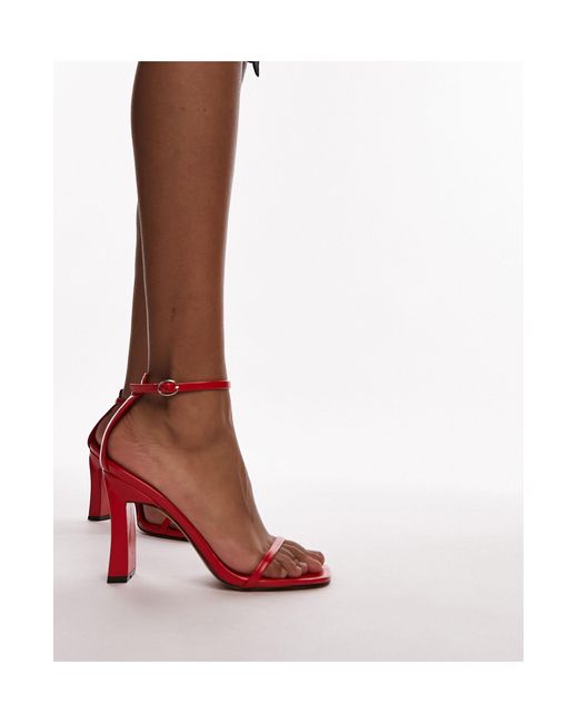 TOPSHOP Red Goldie High Heeled Two Part Sandals