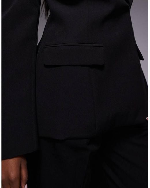 Kaiia Black Exclusive Tailored Wrap Detail Cinched Waist Blazer