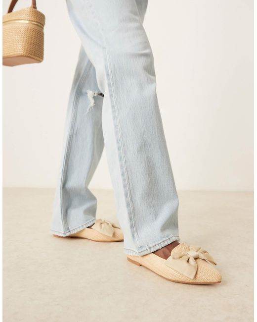 ASOS Metallic Lake Bow Pointed Ballet Flats
