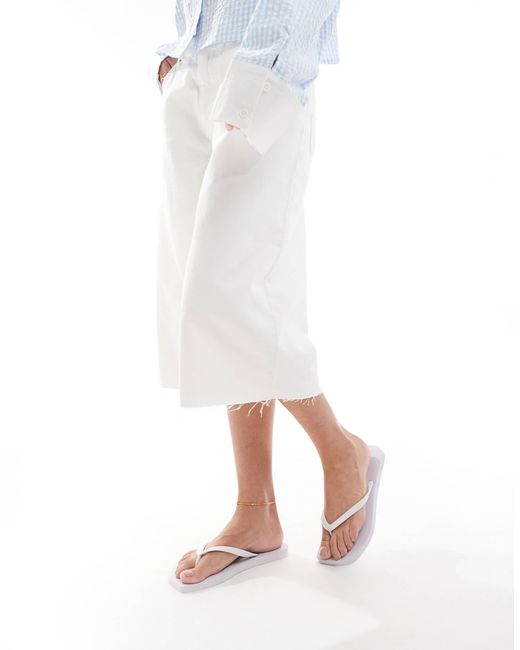 SEQWL White Thong Sandals With Square Toe