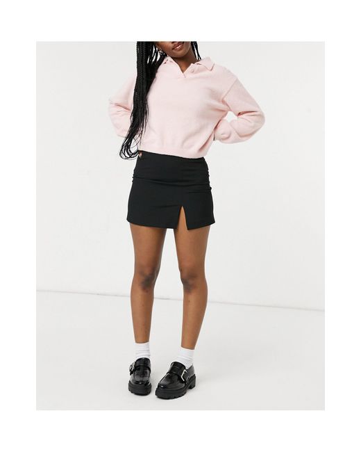 Pull&Bear Black 90s Mini Skirt With Split