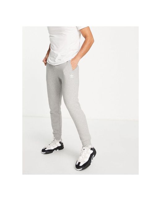 Adidas Originals White Essentials Slim Fit Sweatpants With Small Logo for men