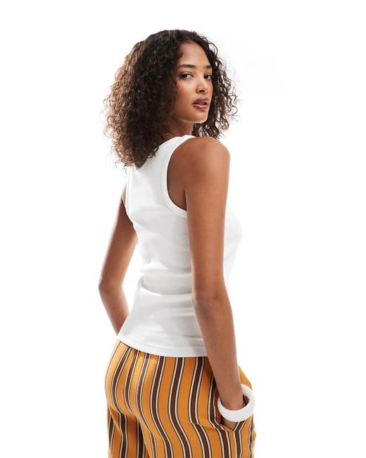 Pieces White Sun Embroidered Singlet Top