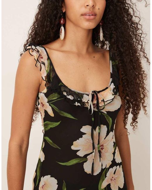 Mango Natural Ruffle Trim Sleeveless Maxi Dress