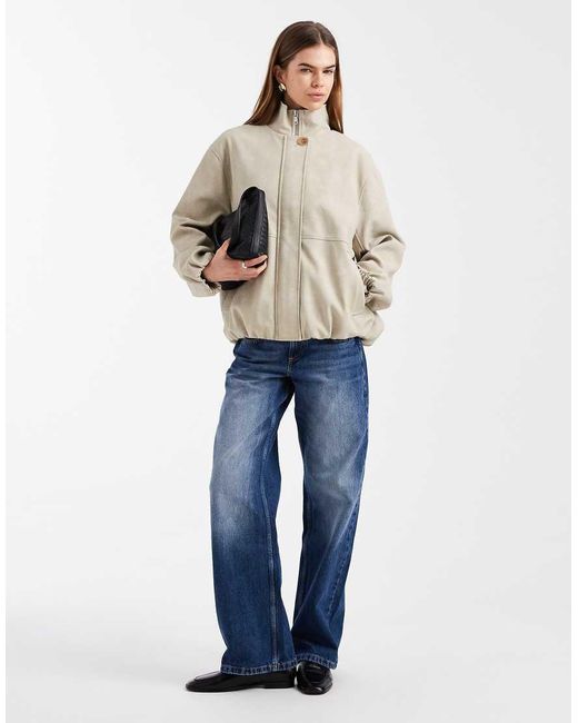 ASOS Oversized Jack Met Opstaande Boord En Bubbelzoom in het Natural