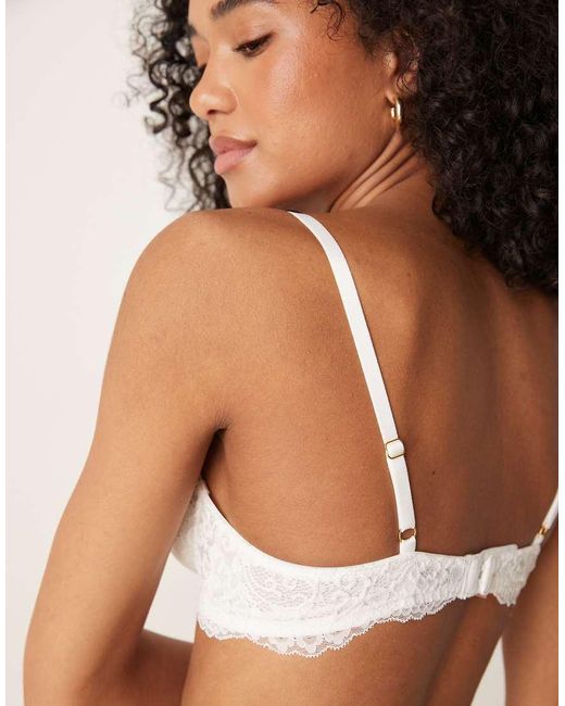 Boux Avenue White Emma Bridal Floral Lace Padded Balconette Bra
