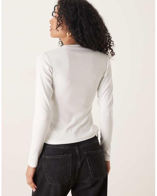 Dickies White Gladeville Long Sleeve Ribbed T-shirt