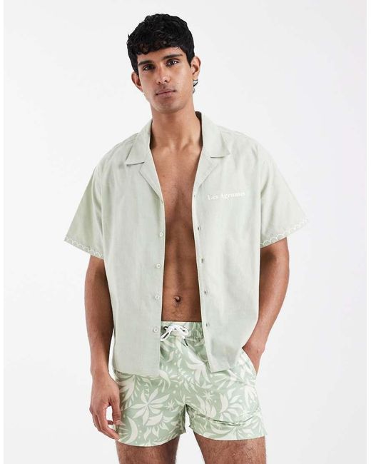Aray White Embroidered Revere Beach Shirt for men