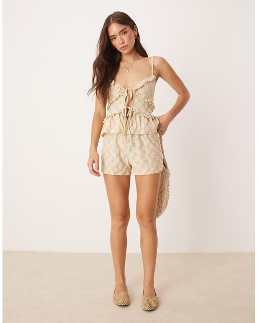 ASOS Natural Frill Detail Tie Front Cami Top