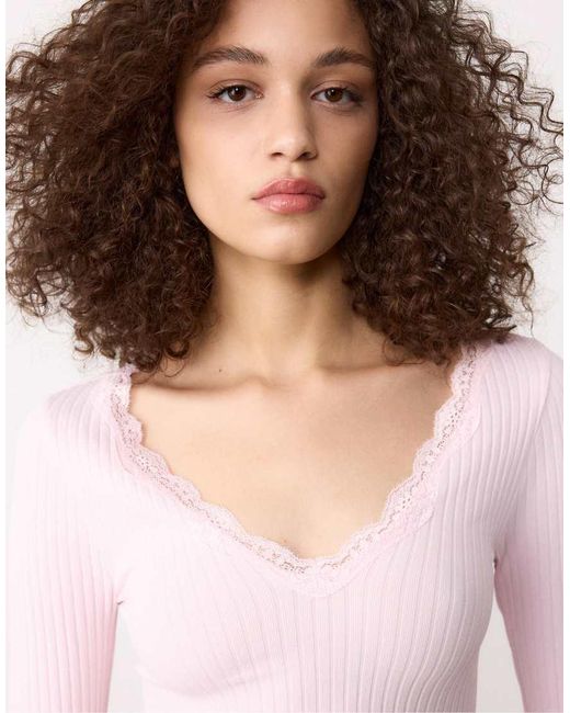 Stradivarius White Seamless Lace Top