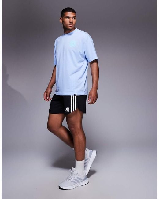 Adidas Originals Blue Adidas Running Own The Run 3 Stripe Shorts for men