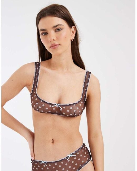 ASOS Black Sadie Sheer Mesh Polka Dot Crop Bralette