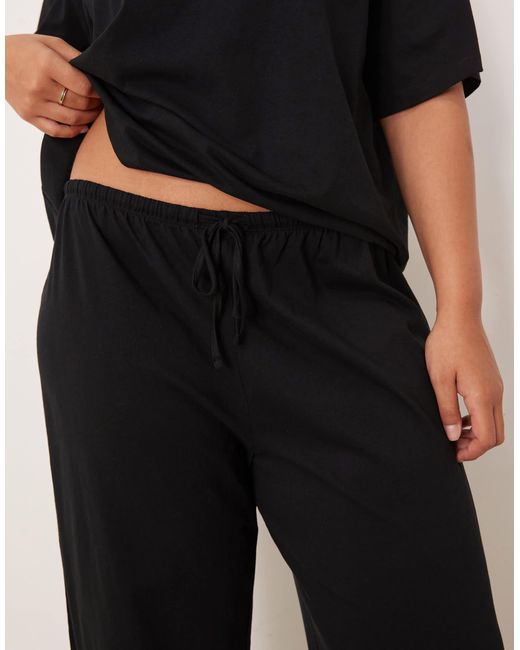 ASOS Black Asos Design Curve Mix & Match Cotton Pyjama Trouser