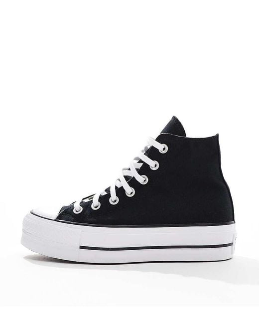 Converse Black Chuck Taylor All Star Hi Lift Wide Fit Platform Trainers