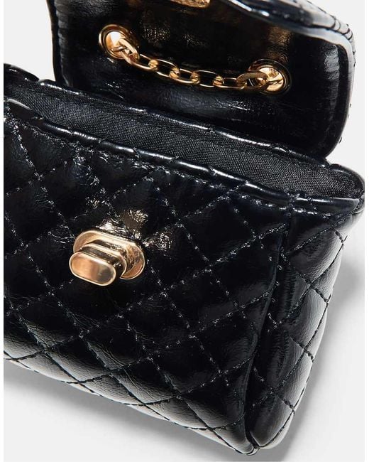 Stradivarius Blue Quilted Charm Mini Bag