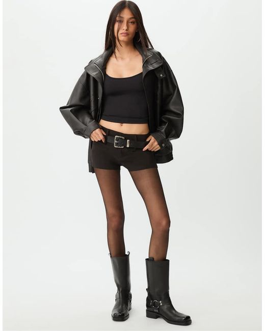 Stradivarius Black Smart Mini Shorts