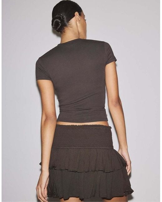 Stradivarius Gray Ruffled Mini Skort
