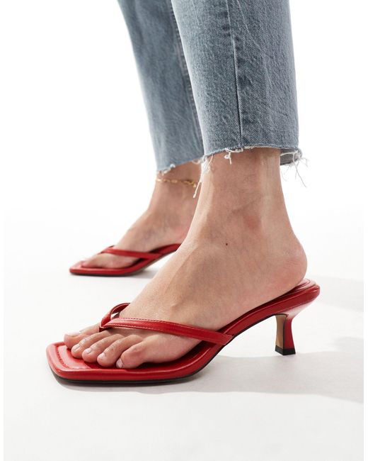 ASOS Wide Fit Heatwave Toe Thong Kitten Heel Sandals in Blue | Lyst