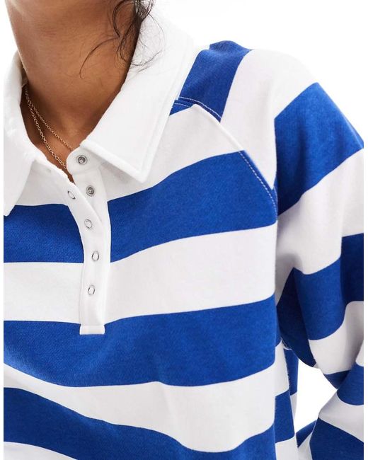 Sudadera De Estar Por Casa Azul Luminoso A Rayas Con Botones De Cotton On Cotton On de color Blue
