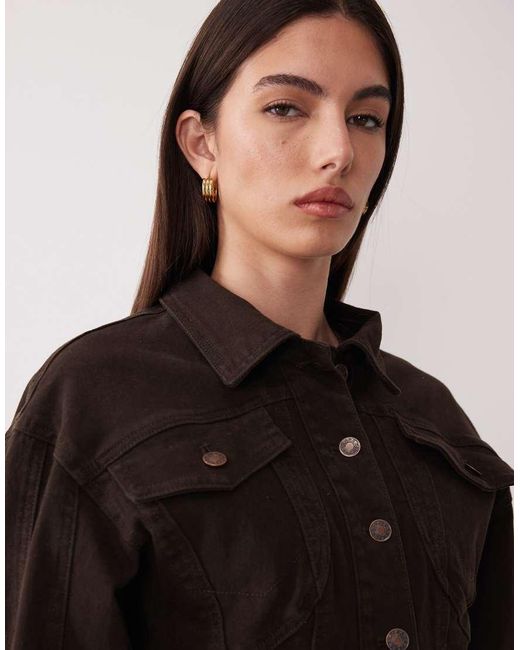 Wanderdoll Black Alix Cinched Waist Seam Detail Denim Jacket Co-ord