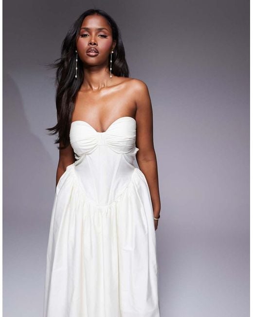 ASOS Gray Corset Maxi Dress With Bow Back